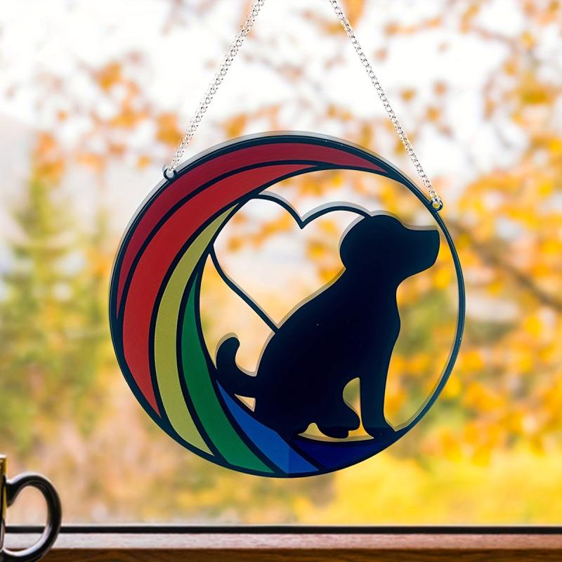 Stained Glass Dog Memorial For Loss Of Dog | Rainbow Bridge Pet Memorial