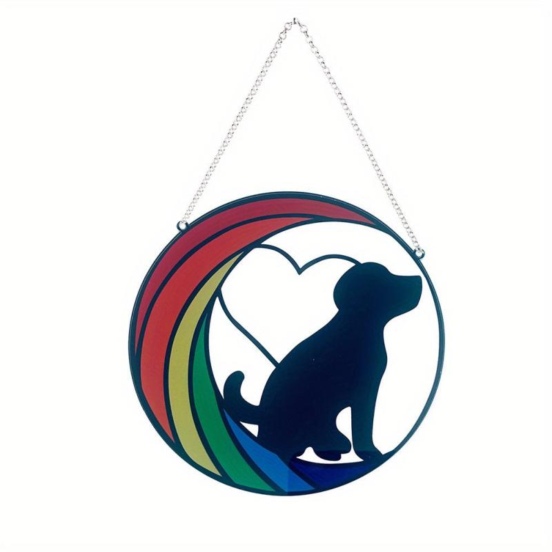 Stained Glass Dog Memorial For Loss Of Dog | Rainbow Bridge Pet Memorial