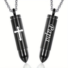 Cross Bullet Pendant Necklace Stainless Steel Ashes Urn Keepsake