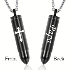 Cross Bullet Pendant Necklace Stainless Steel Ashes Urn Keepsake
