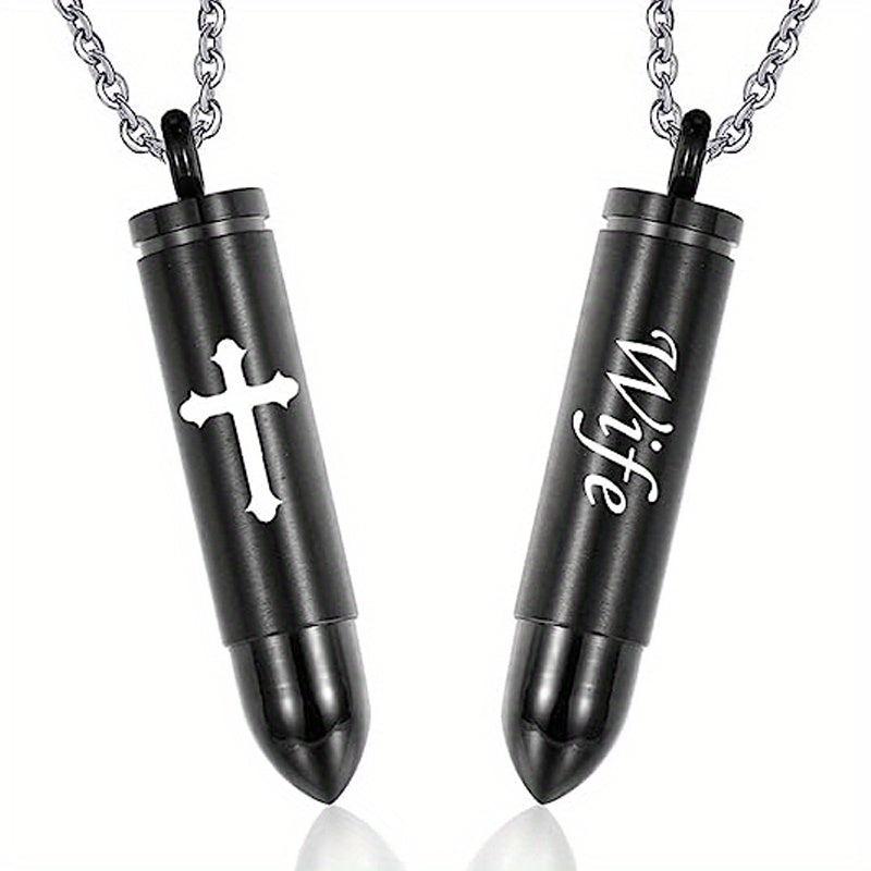 Cross Bullet Pendant Necklace Stainless Steel Ashes Urn Keepsake