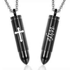 Cross Bullet Pendant Necklace Stainless Steel Ashes Urn Keepsake