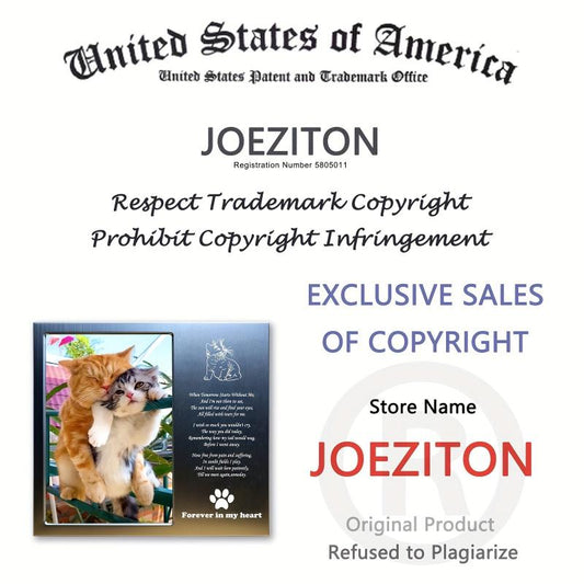 JOEZITON Cat Memorial Gift Personalized Metal Wood Pet Memorial Picture Frame