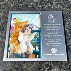 JOEZITON Cat Memorial Gift Personalized Metal Wood Pet Memorial Picture Frame