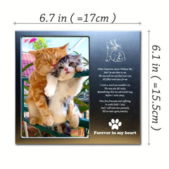 JOEZITON Cat Memorial Gift Personalized Metal Wood Pet Memorial Picture Frame