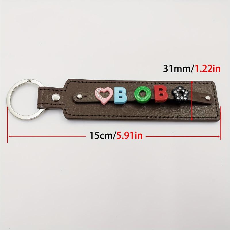 Customizable Dark Brown Pet Memorial Keychain with Colorful Letter String