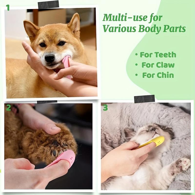 Soft Bristle Dog Toothbrush Handle Reusable Teeth Cleaning Brush