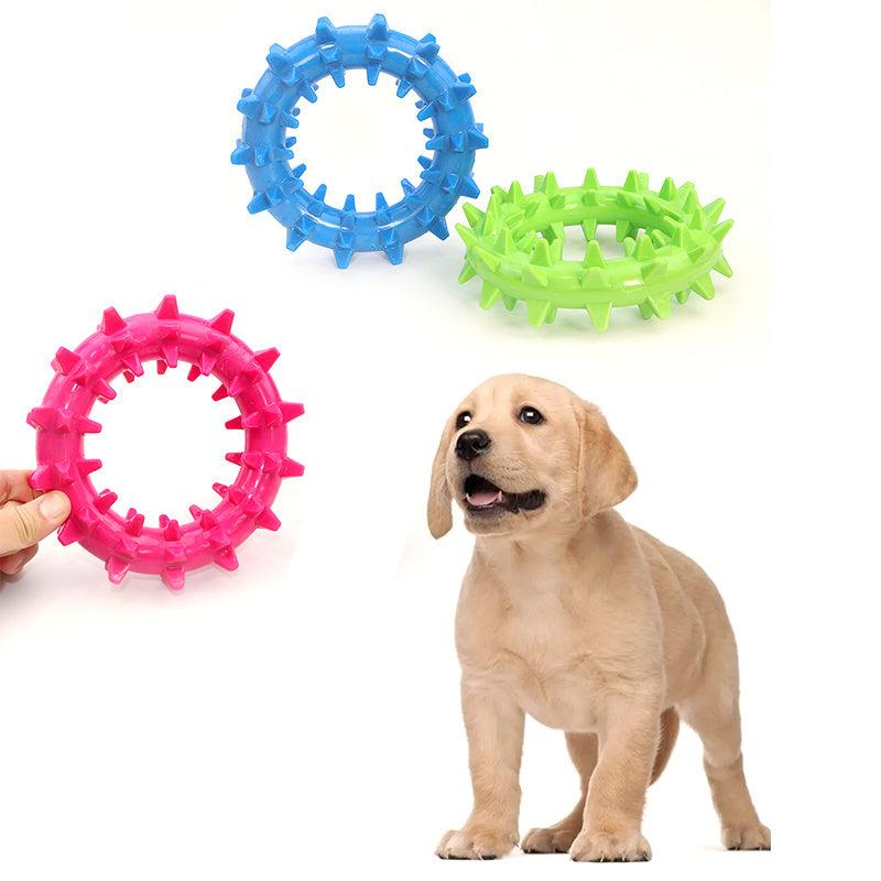 Durable Spiked Ring Pet Toy with Audible Teething Sound