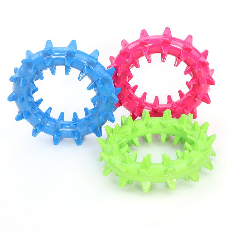 Durable Spiked Ring Pet Toy with Audible Teething Sound