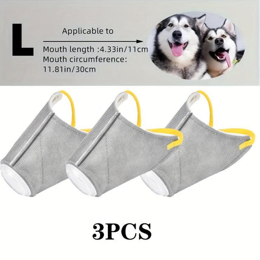 3pcs Dog Muzzles Reusable & Breathable Adjustable Dustproof Face Mask