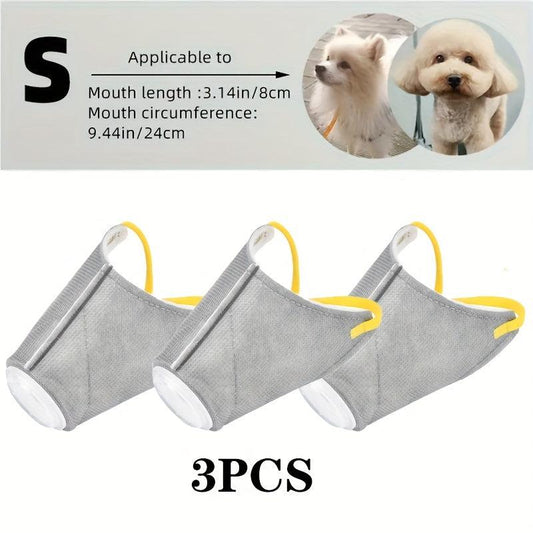 3pcs Dog Muzzles Reusable & Breathable Adjustable Dustproof Face Mask