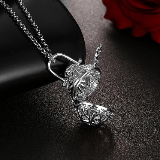 Hollow Flower Urn Necklace For Ashes