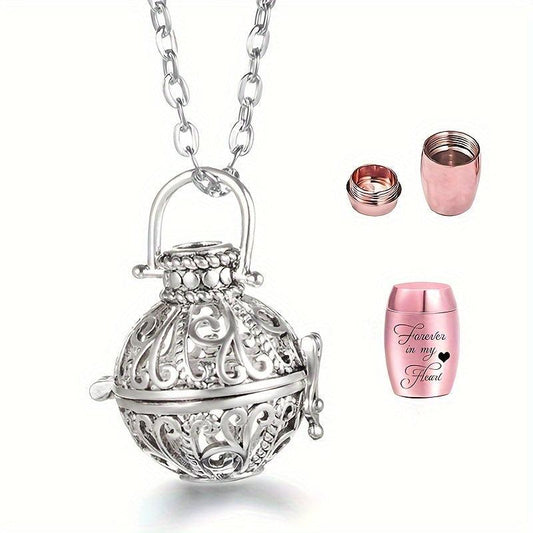 Hollow Flower Urn Necklace For Ashes
