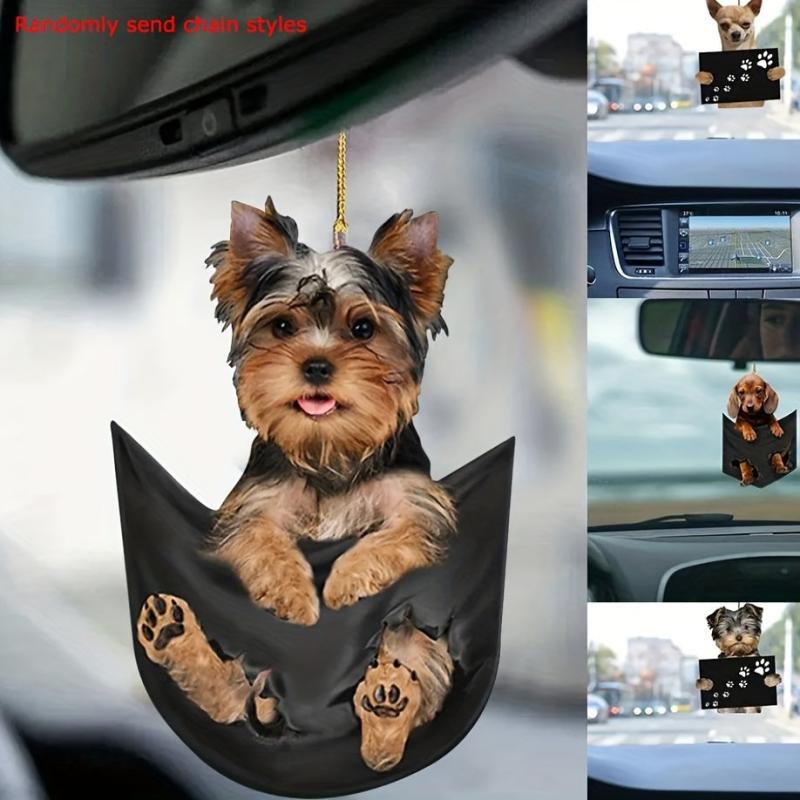 Dog Hanging Ornament Funny Cartoon Car Backpack Chain Rear Animal Pendant