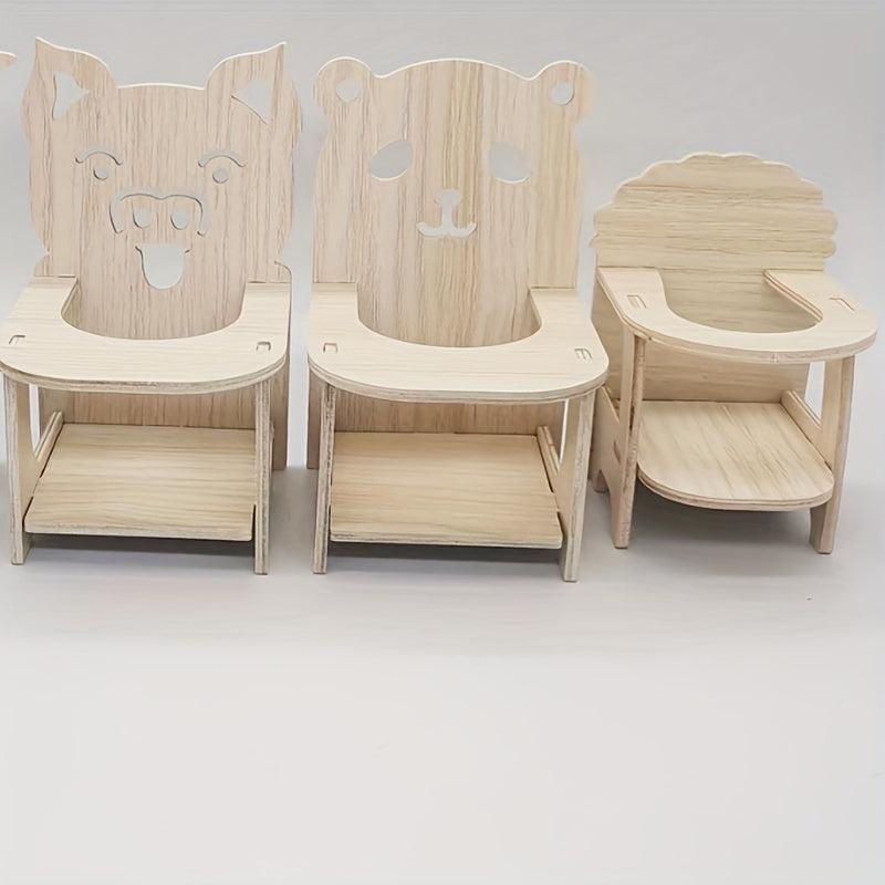 Hamster Dining Chair Set Toy Small Animal Pet Wooden Baby Chair