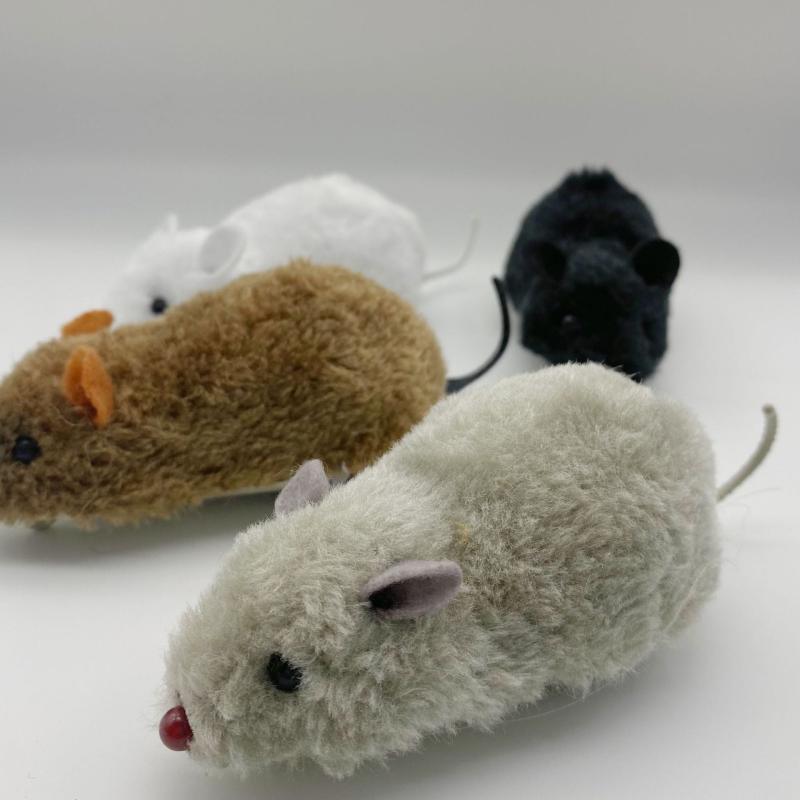 2pcs Inertia Plush Mouse Toys w/ Moving Tail for Pet Dog Cat Toy