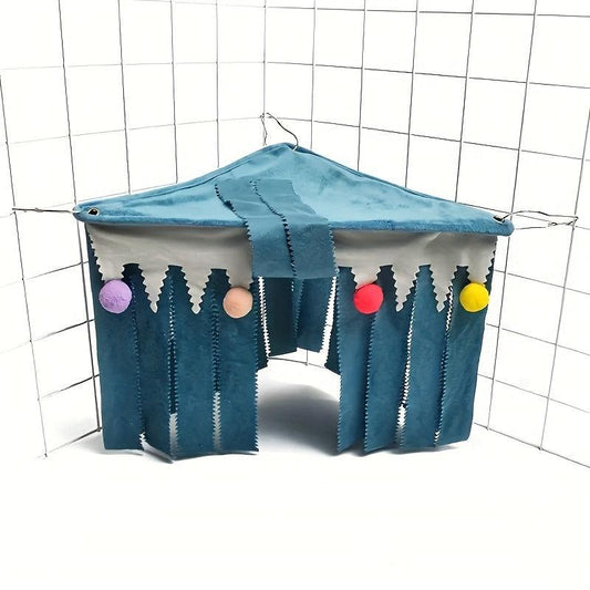 3-Sided Tassel Corner Shelter Hammock Tent for Small Pets