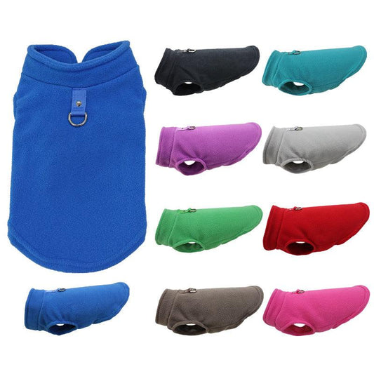 Stay Warm & Stylish This Winter with Fleece Dog Jacket & Leash Attachment