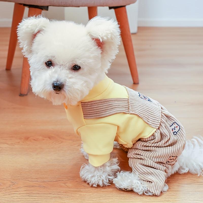 Bear Patterned Dog Jumpsuit - Keep Your Pet Cozy