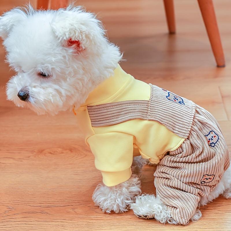 Bear Patterned Dog Jumpsuit - Keep Your Pet Cozy