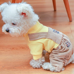 Bear Patterned Dog Jumpsuit - Keep Your Pet Cozy
