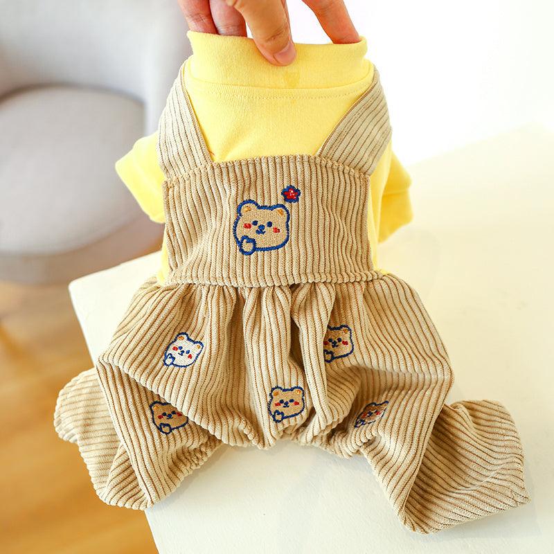 Bear Patterned Dog Jumpsuit - Keep Your Pet Cozy