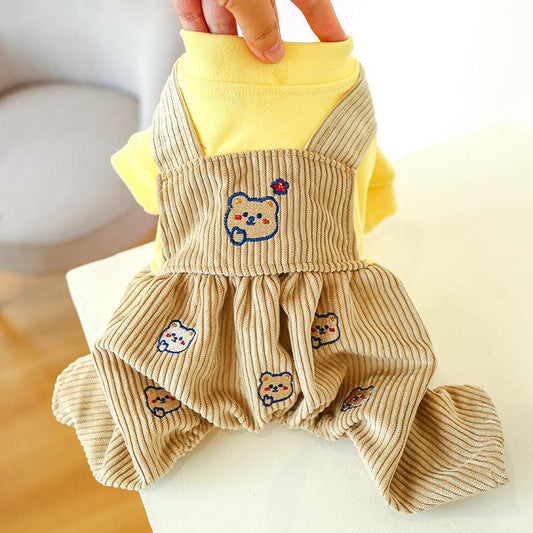 Bear Patterned Dog Jumpsuit - Keep Your Pet Cozy