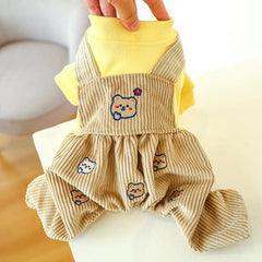 Bear Patterned Dog Jumpsuit - Keep Your Pet Cozy