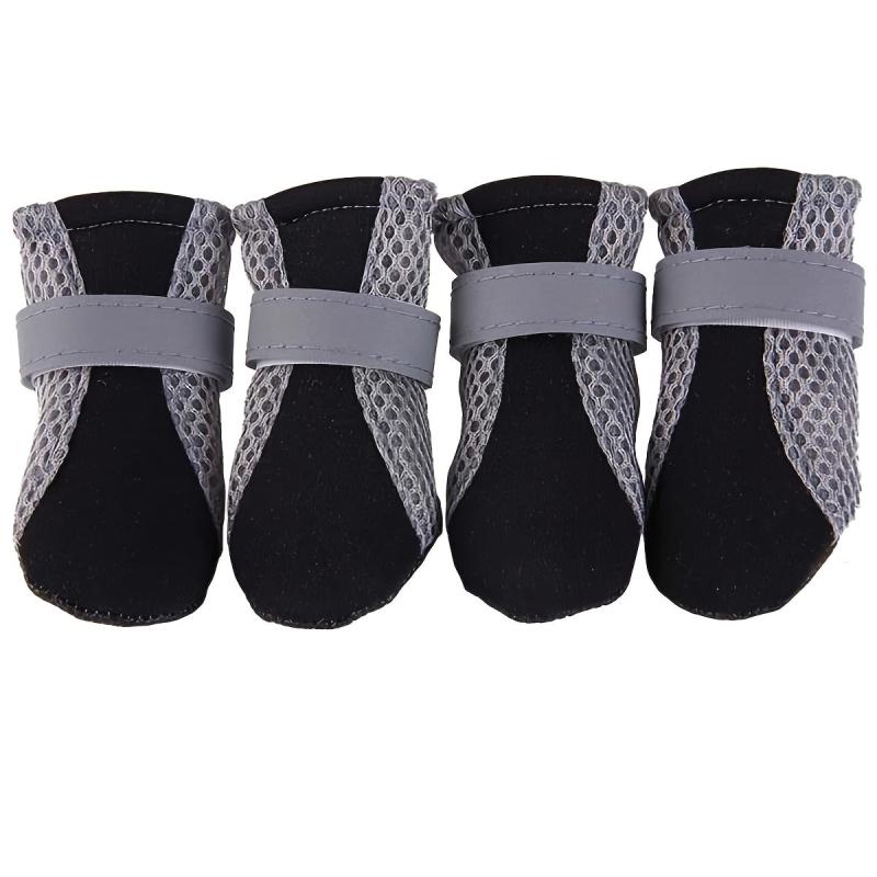 4pcs Reflective Dog Boots Wear-resistant Non-slip Puppy Shoes