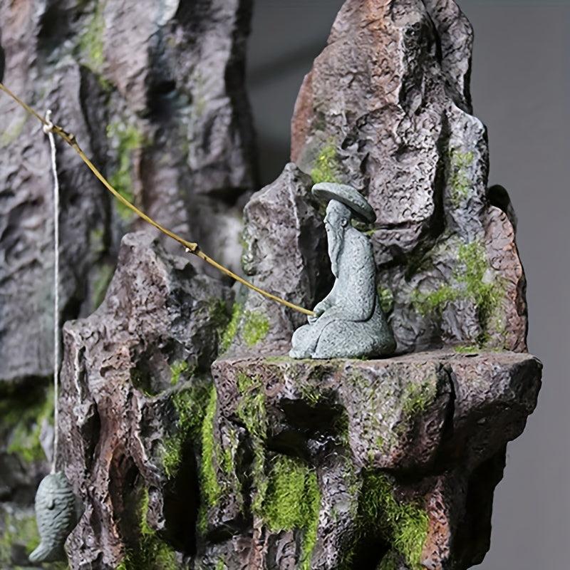 Aquarium Fishing Old Man Gardening Rockery Fisherman Figurine