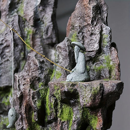 Aquarium Fishing Old Man Gardening Rockery Fisherman Figurine
