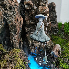 Aquarium Fishing Old Man Gardening Rockery Fisherman Figurine