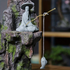 Aquarium Fishing Old Man Gardening Rockery Fisherman Figurine