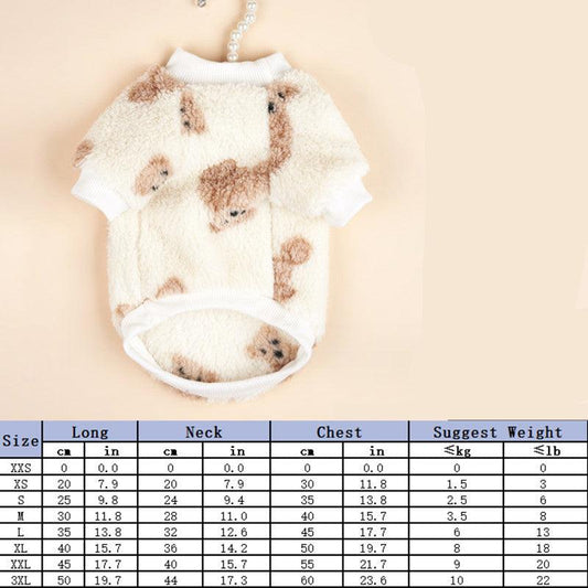 Cartoon Bear Graphic Pet Plush Sweater Dog Warm Clothes