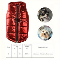 Waterproof Dog Vest with Zipper Chihuahua Clothing