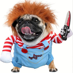 Halloween Deadly Doll Pet Dog Costume Funny Scary Props Outfit Apparel