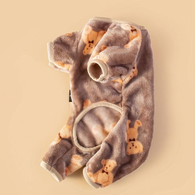 Soft Brown Bear Print Onesie for Small and Medium Pets