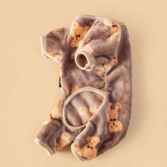 Soft Brown Bear Print Onesie for Small and Medium Pets