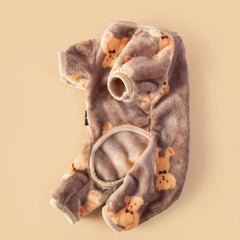 Soft Brown Bear Print Onesie for Small and Medium Pets