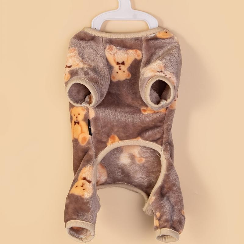 Soft Brown Bear Print Onesie for Small and Medium Pets