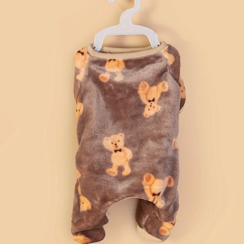 Soft Brown Bear Print Onesie for Small and Medium Pets