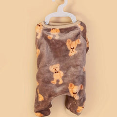 Soft Brown Bear Print Onesie for Small and Medium Pets