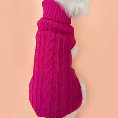 Rose Red Knitted Dog Sweater Winter Clothes For Small Dogs
