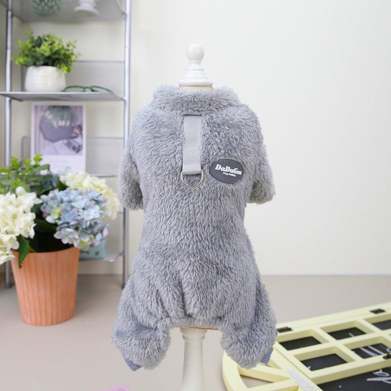 Winter Fleece Dog Sweater Leash Ring Warm Pet Clothes Medium Large Dog