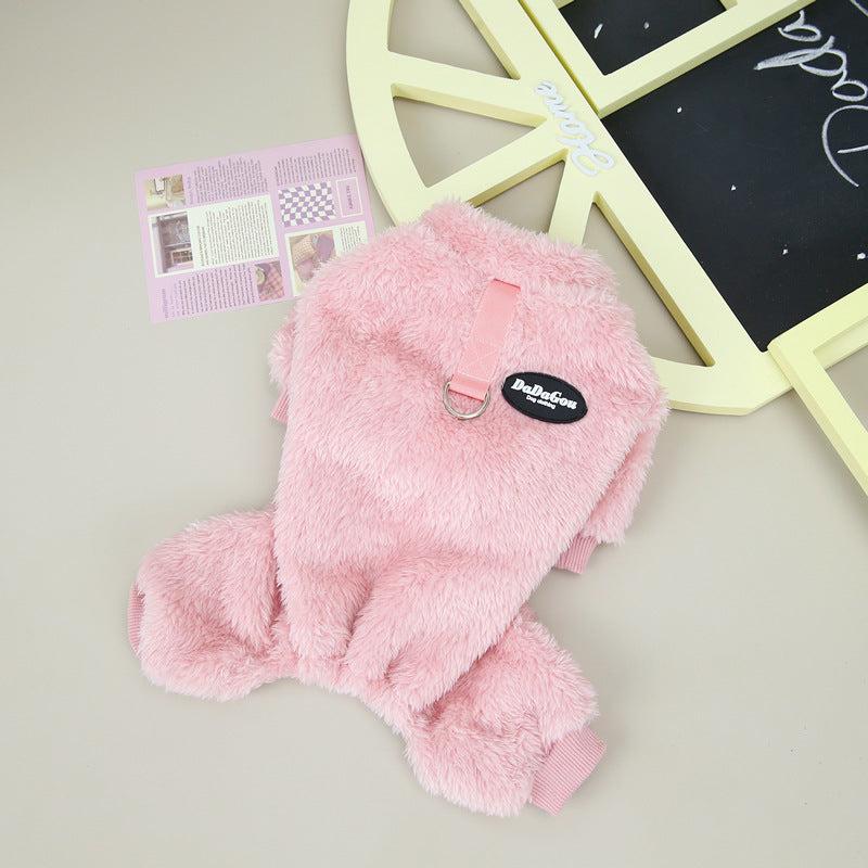 Winter Fleece Dog Sweater Leash Ring Warm Pet Clothes Medium Large Dog