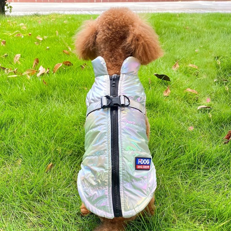 Fluorescent Sea Style Gray Dog Coat Back D Ring for Small Medium Large Dog