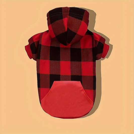 Plaid Pet Hoodie for Autumn and Winter - Dog Warm Clothes