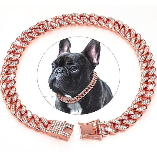 Pet Cuban Chain Collar Jewelry Golden Chain Necklace Dog Jewelry
