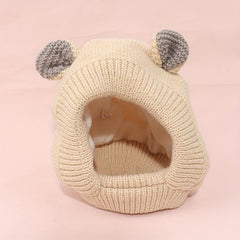 Pet Headgear Rabbit Ears Fleece Knitted Hat