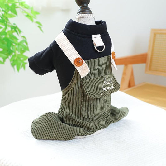 Pet Waffle Overalls Autumn Winter Dog Warm Clothes